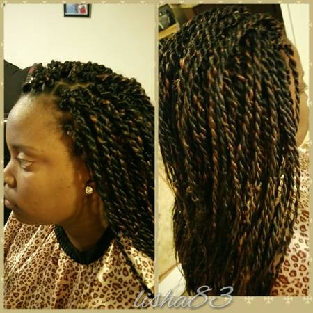 Braids, twists 75..90 with hair provided. 65 for kids (North Raleigh)