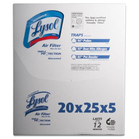 BRAND NEW LYSOL TRIPLE PROTECTION ACFURNACE FILTER 20X25X5