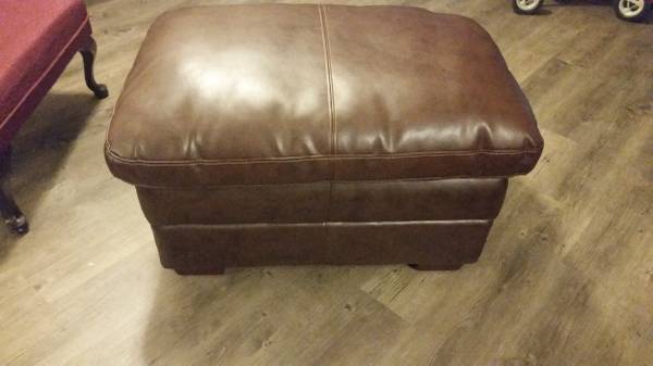 Brown Leather Ottoman