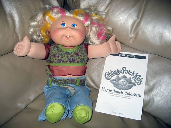 Cabbage Patch Kids Doll Magic Touch Color Silk Hair  Plus Instruction