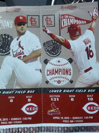 Cards vs Reds Sunday Section 131 row 6