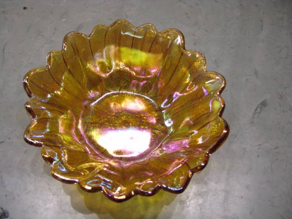 Carnival glass sunflower dish