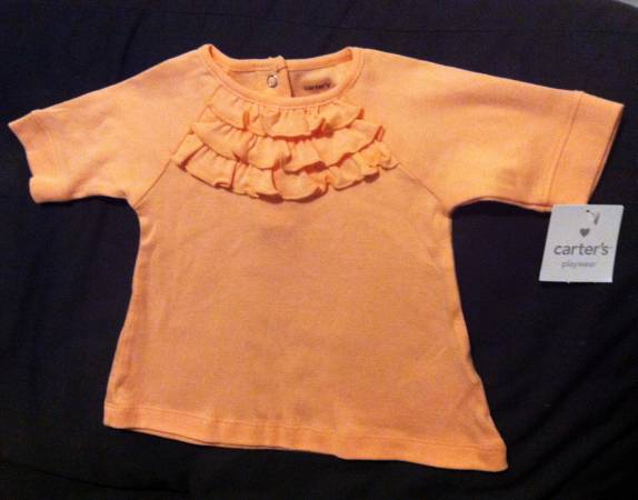 Carters Orange Baby Girls 6 Months Ruffle Shirt