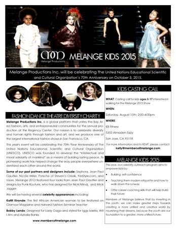 CELEBRITY DESIGNER CASTING CALLS FOR MELANGE 2015 (gilroy)