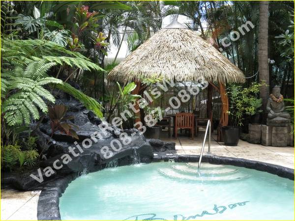 Central location in Waikiki near shops and beach. Pool and Jacuzzi. (Waikiki, Honolulu, Hawaii)