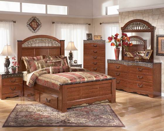 cherry, almond or black bedroom set at macomb mattress