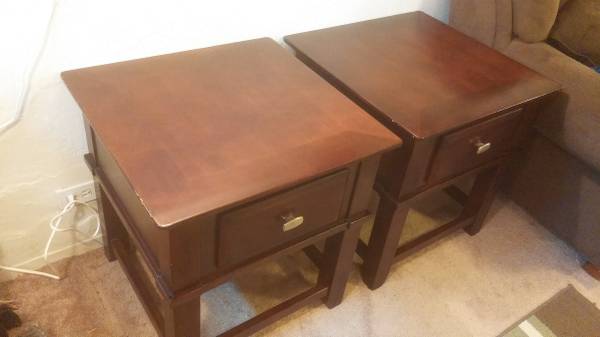 Cherry finish coffee table and two end tables