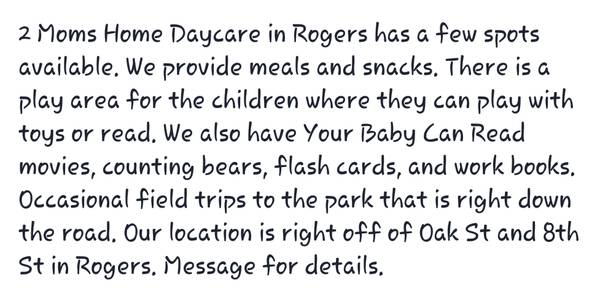 Childcare in Rogers