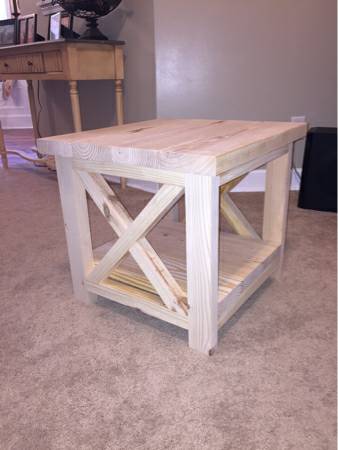 Cistom made unfinished x end table