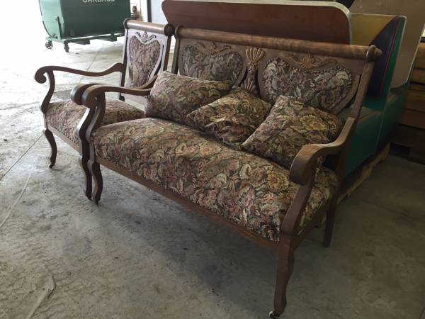 Cloth love seat and chair