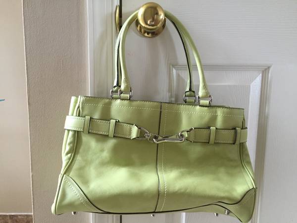 Coach Green Leather Signature C Medium Size Hand Bag