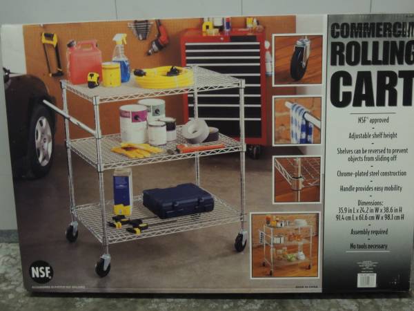 Commercial Rolling Cart with handle, NSF approved, (New)