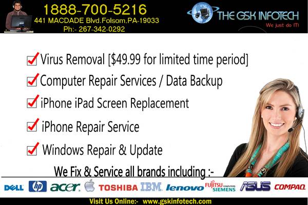 Computer Repair amp Virus Removal in Ridley Folsom Chester DarbyPA