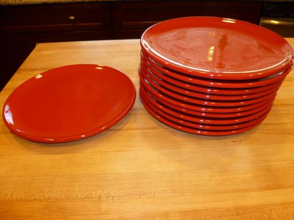 Crate amp Barrel red dinnerware set