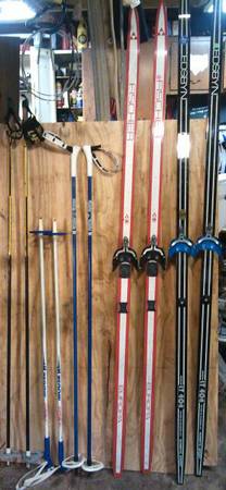cross country skis and poles