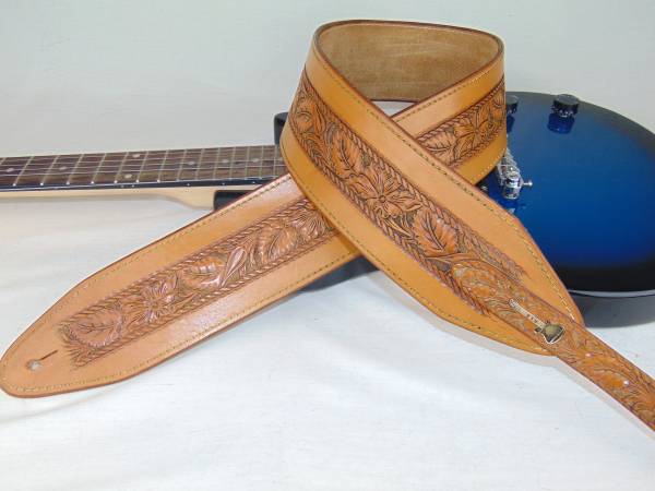 CUSTOM HAND TOOLED LEATHER GUITAR STRAPS 4 SALE  (anywhere)