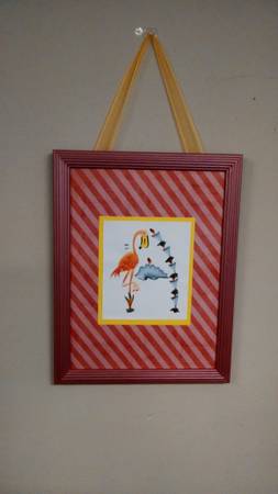 Cute hand drawn water color Initial A Flamingo Shells Pink Frame
