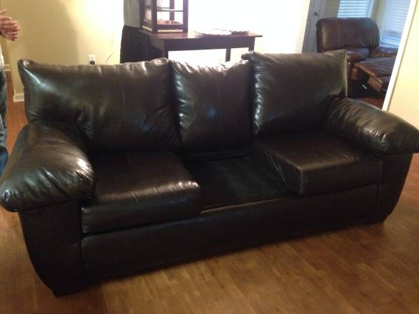 Dark brown leather couch