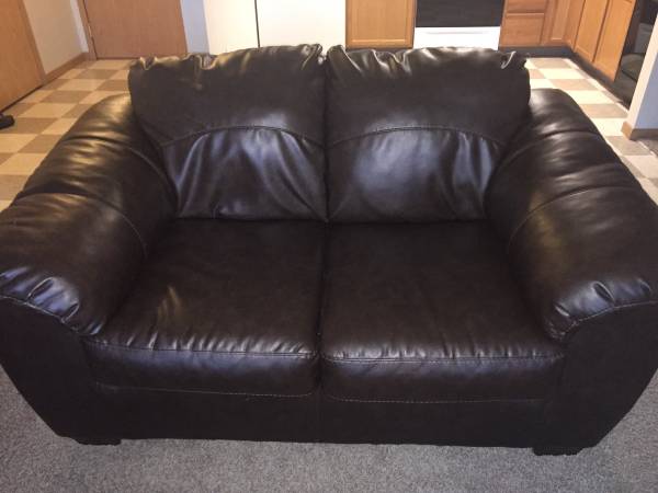 Dark brown leather sofa set