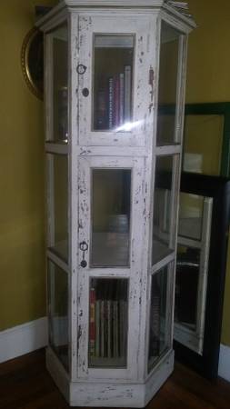 distressed look curio cabinet