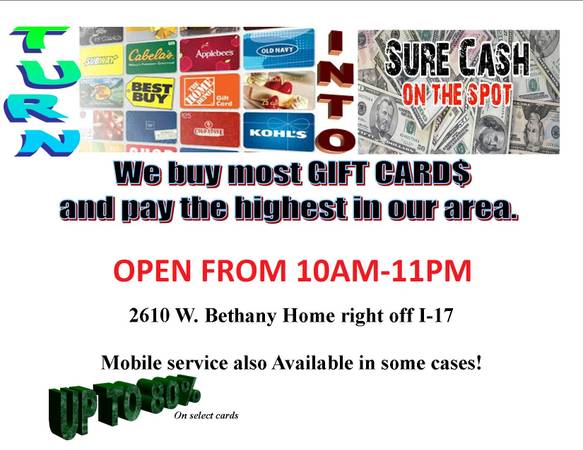 Do You Need Cash GiftCards and Store Credits Bought Now (2610 W. Bethany Home)