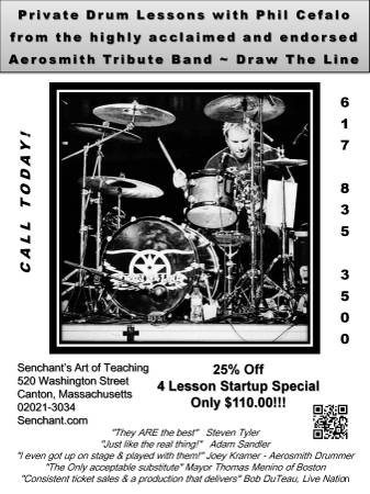 Drum Lessons from the worlds only Aerosmith endorsed tribute band (Canton Center)