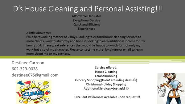 Ds House Cleaning and Personal Assisting g (Valleywide)