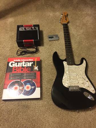 Electric Guitar w Amp, Tuner, and Book for Sale