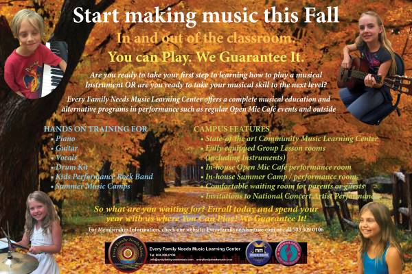 Enroll for our Musical Activities this Fall (Portland)