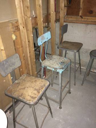 Factory industrial stools and tables
