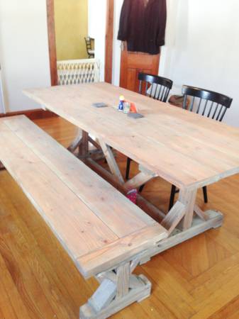 Farm Dining Table with Farm Rafter Supports and 1.5 Thick Top