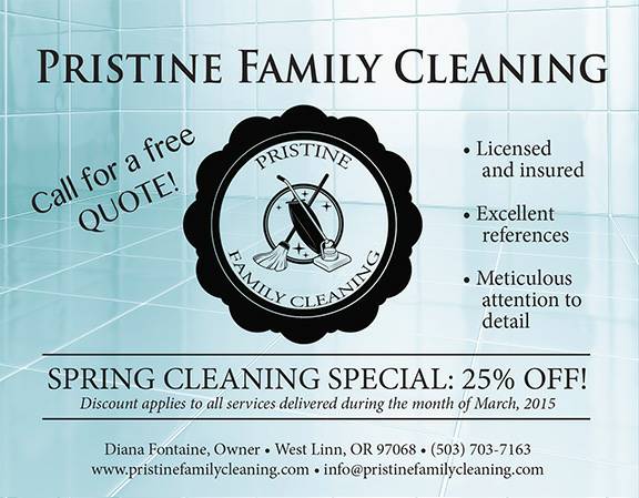 For a Shiny Clean Home Call Pristine Family Cleaning (West Linn, OR)
