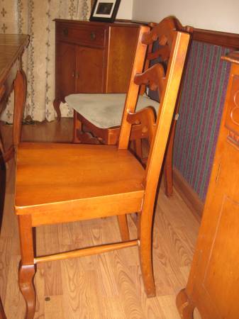 Four Antique Chairs and Drop Leaf Table