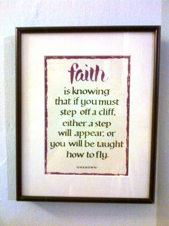 Framed and matted quote on faith