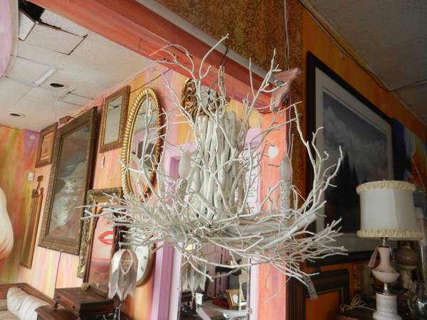 Frederick Cooper White Branch Design Hanging Chandelier Light Fixture