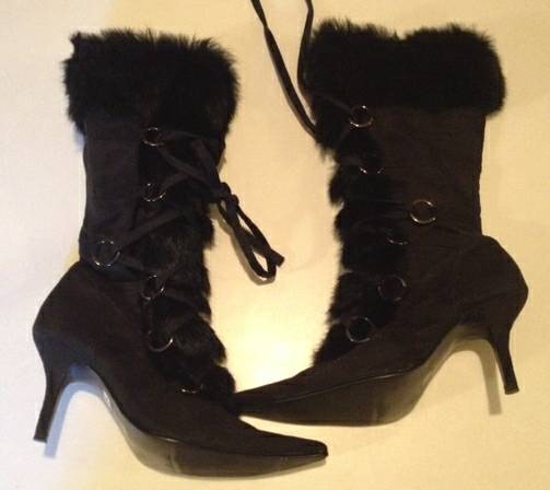 Fur High Heel Boots Womens 8