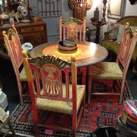 GORGEOUS Hand Painted and Carved Dining Table amp Chairs