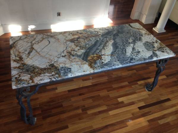 Granite amp Wrought Iron Dining Room Table