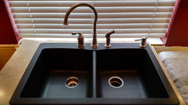 Granite Sink amp Moen Brushed Nickel Faucet