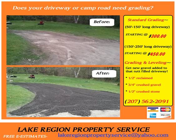 GRAVEL DRIVEWAY amp CAMP ROAD GRADING SERVICES (Central amp Southern Maine)