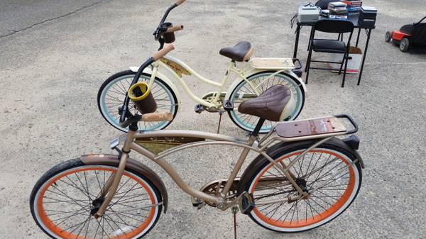 great shape beach cruisers his and hers never road almost new
