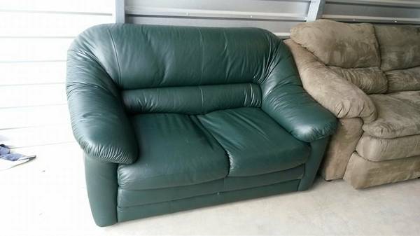 Green Leather Loveseat (delivery available)
