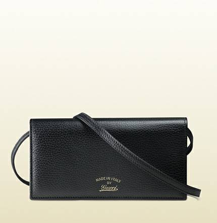 Gucci swing leather wallet with strap