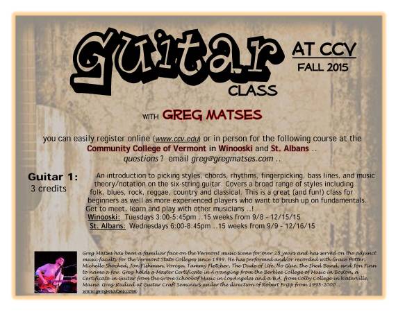 Guitar 1 courses at CCV (Winooski  St. Albans)