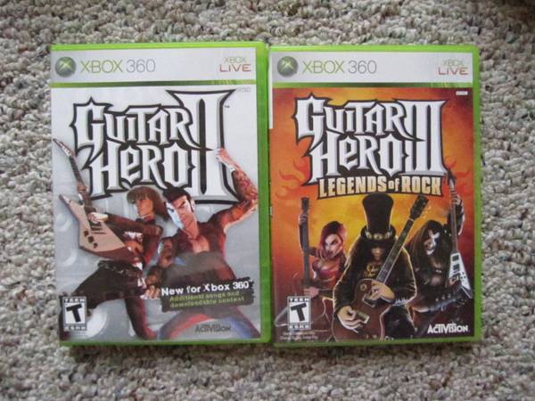 Guitar Hero II and III for Xbox with Two Guitar Controllers