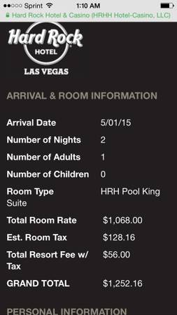 Hardrock suite May 1st and 2nd,mayweather,supercross,Kentucky derby (Hardrock)