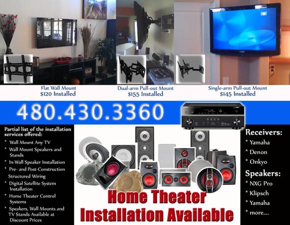 HOME THEATER SETUPS amp TV WALL MOUNTING 80 (GET A TILT MOUNT amp INSTALLED 120)