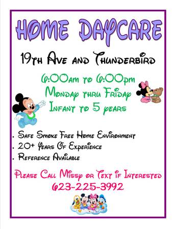 HOMEDAYCARE IN NORTH PHX (19TH Ave and Thunderbird)