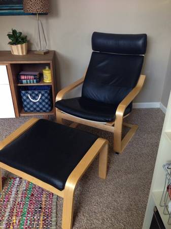 Ikea Leather Poang Chair  Footstool
