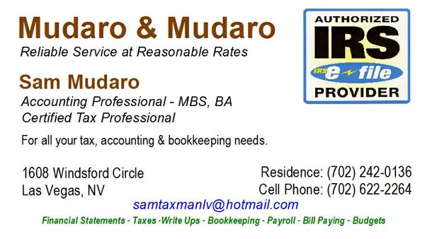 Income Tax Preparation, Accounting and Bookkeeping (Westside)